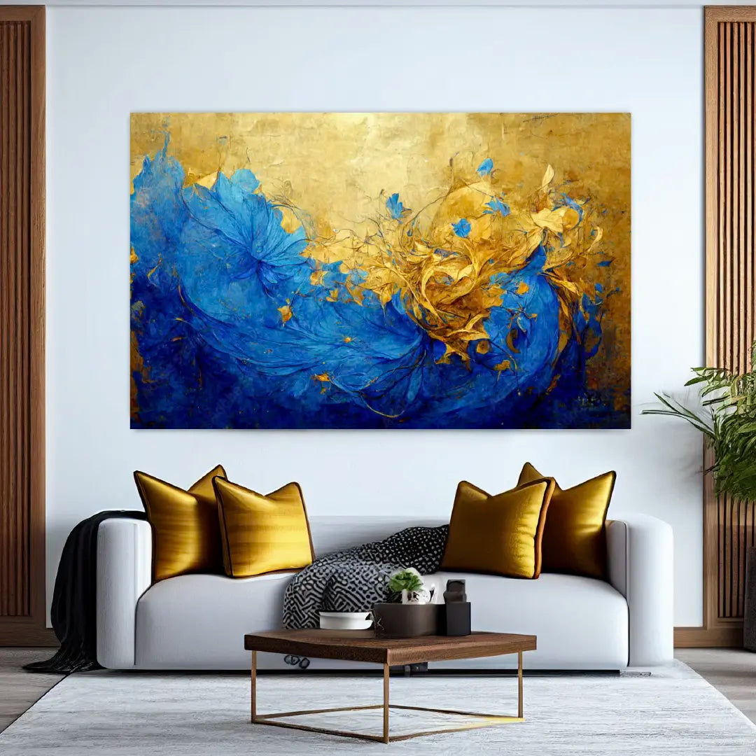 Wall 2024 Art - Contemporary Glam - Blue/Gold