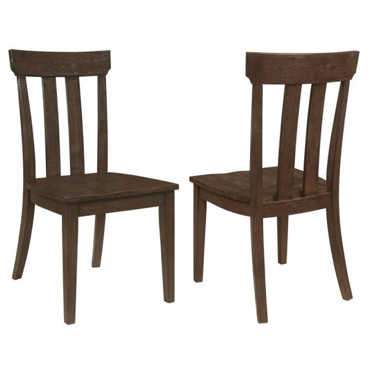 REYNOLDS Slat Back Dining Side Chair Brown Oak (Set of 2)