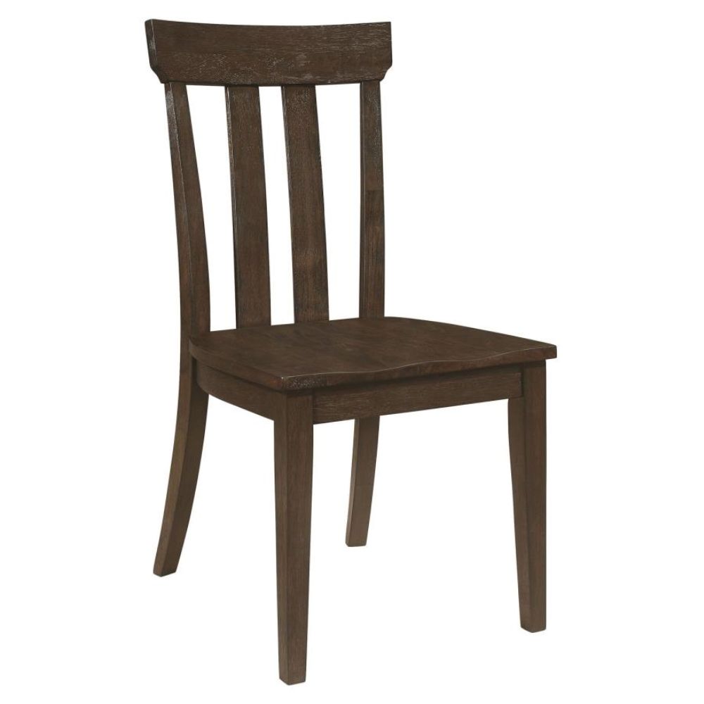 REYNOLDS Slat Back Dining Side Chair Brown Oak (Set of 2)