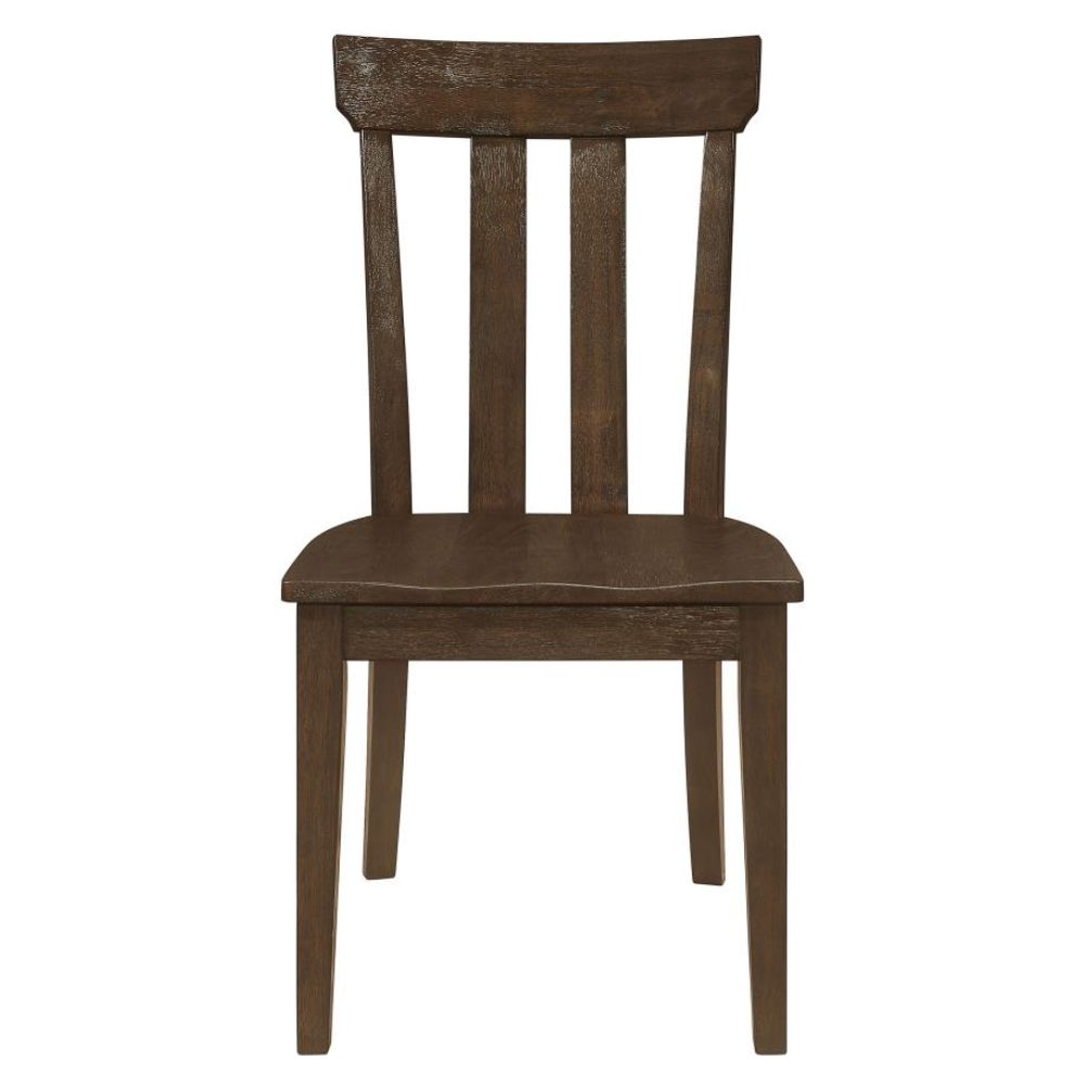 REYNOLDS Slat Back Dining Side Chair Brown Oak (Set of 2)