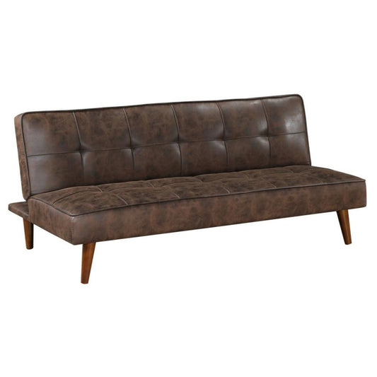 JENSON Upholstered Tufted Convertible Sofa Bed Saddle Dark Coffee