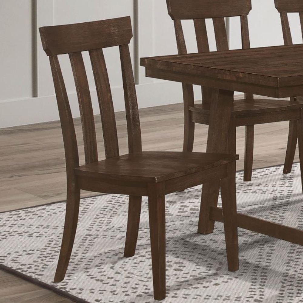 REYNOLDS Slat Back Dining Side Chair Brown Oak (Set of 2)