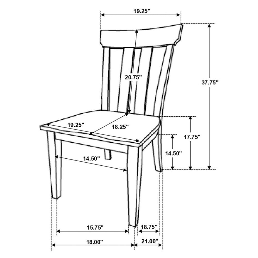 REYNOLDS Slat Back Dining Side Chair Brown Oak (Set of 2)