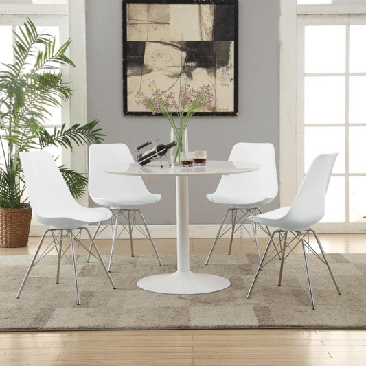 LOWRY 5-piece Round Dining Table Set White