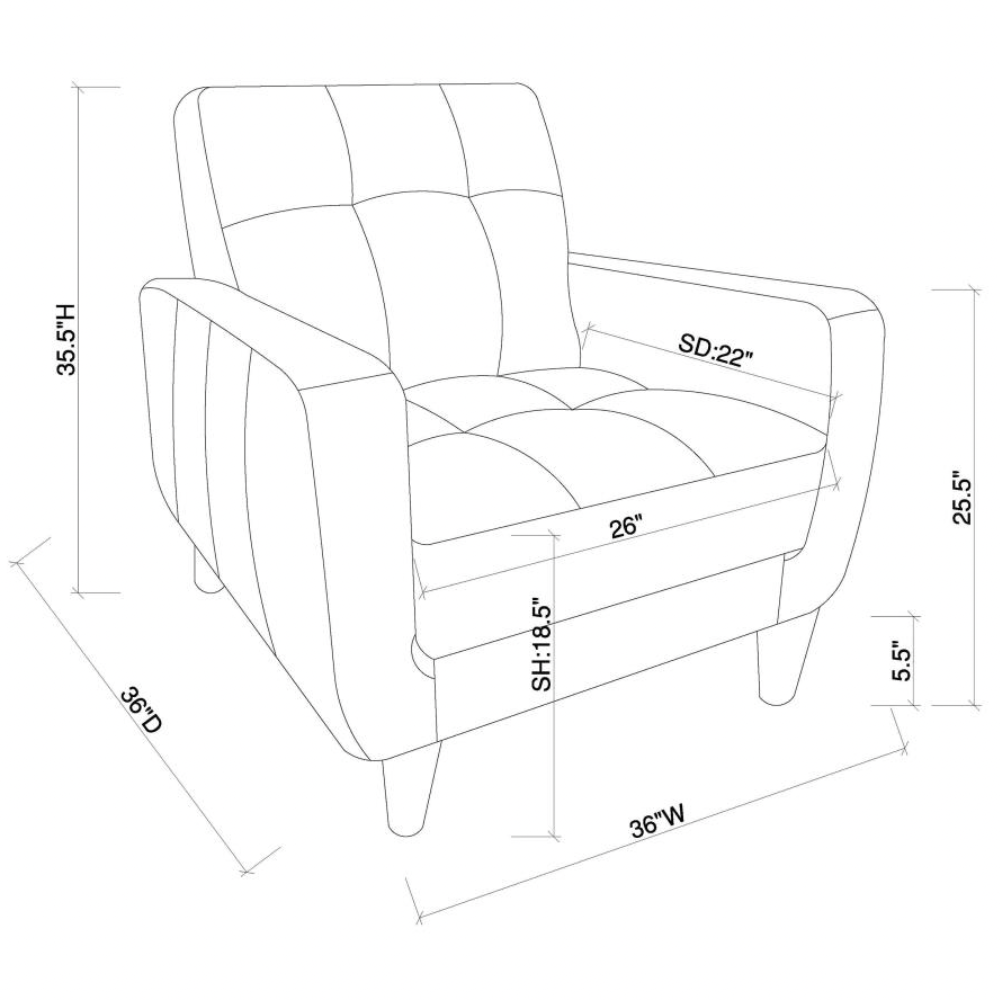 AARON Upholstered Track Arm Tufted Accent Chair