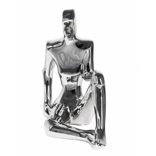 DAMON Sitting Man Tabletop Sculpture Silver