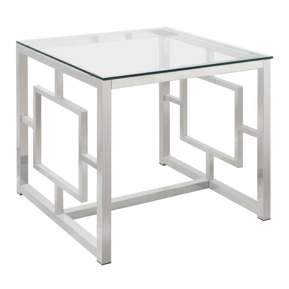 MERCED Square Glass Top Side End Table