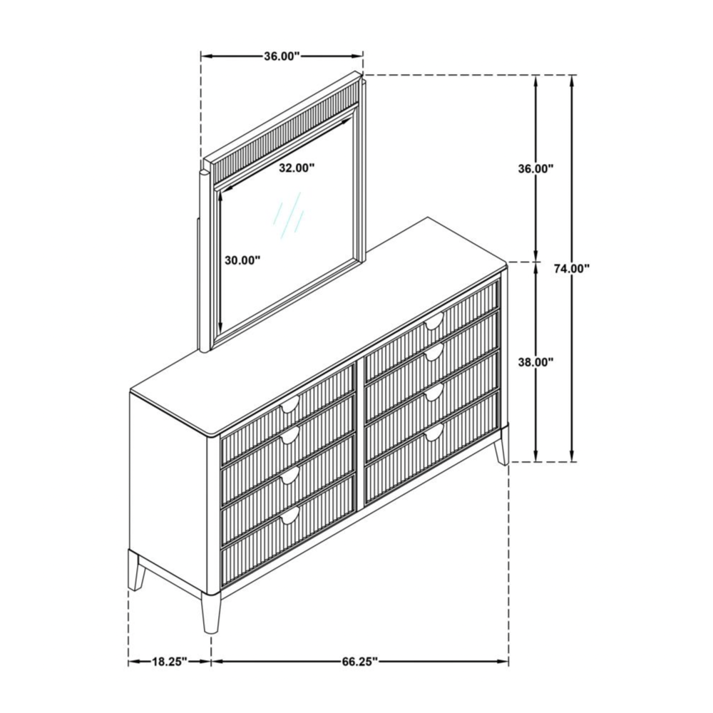 BROOKMEAD 8-drawer Dresser with Mirror Black