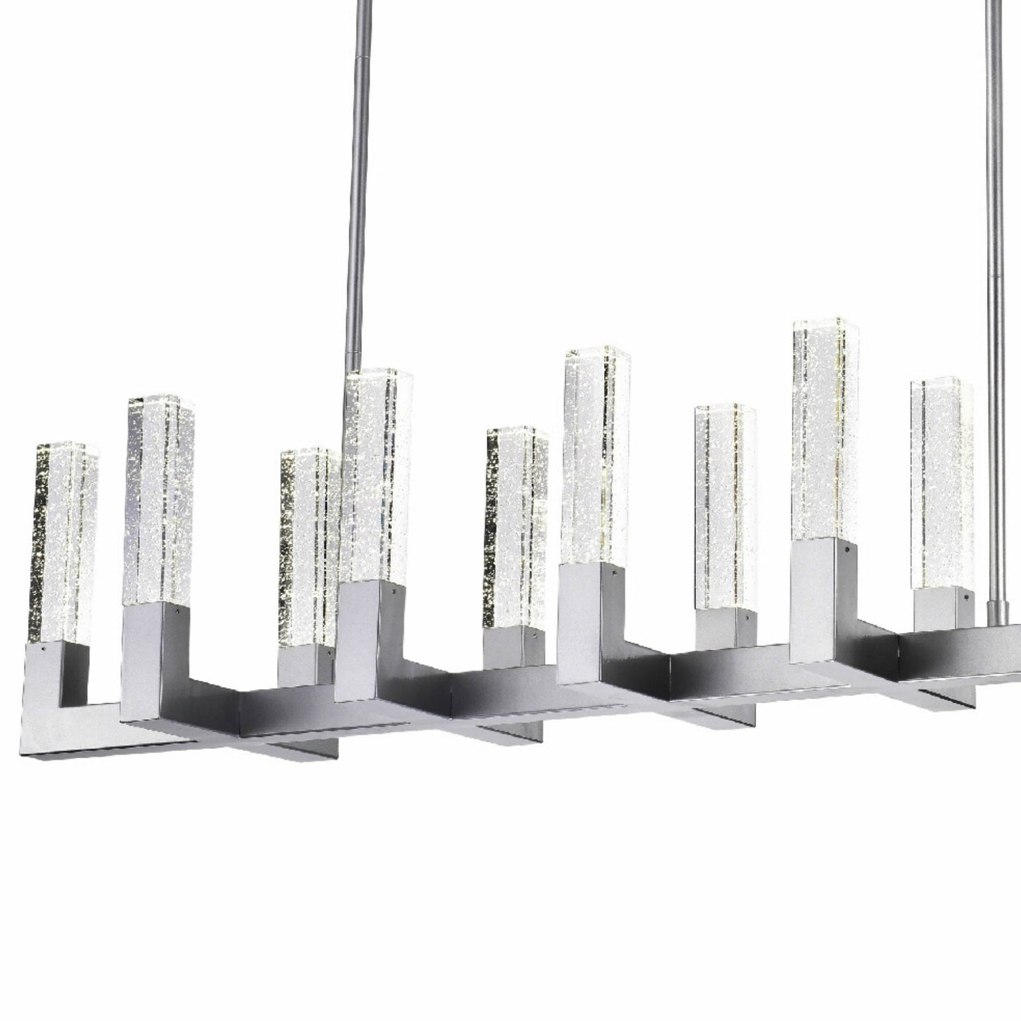 DIANYI 12 Light Rectangular Crystal LED Chandelier Canopy Silver