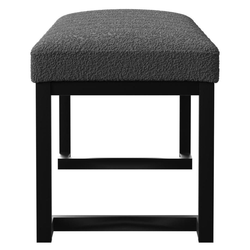 MESA Boucle Upholstered Tufted Accent Bench Charcoal