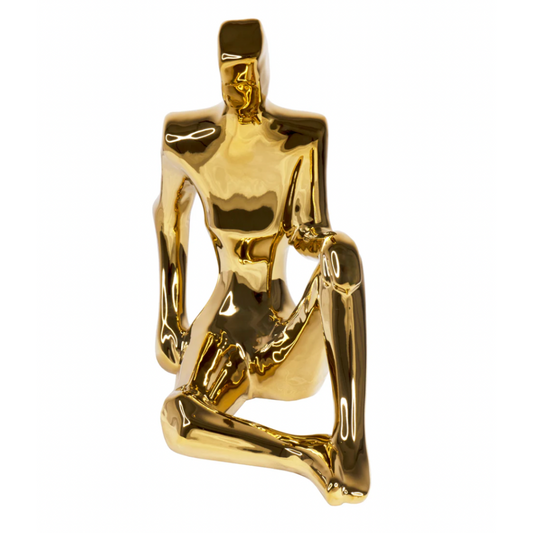 DAMON Sitting Man Tabletop Sculpture Gold