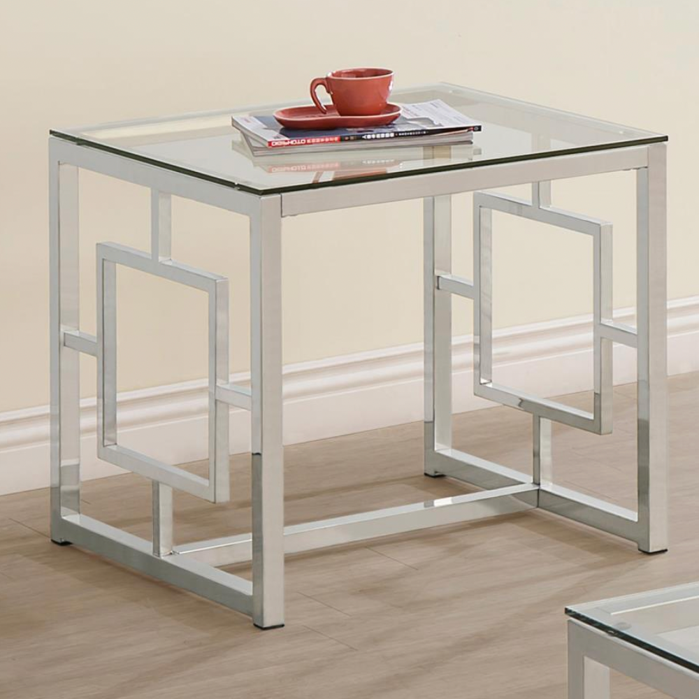 MERCED Square Glass Top Side End Table