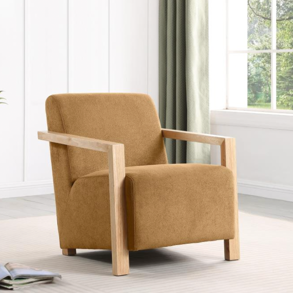 DIEGO Accent Arm Chair with Wood Arms Honey