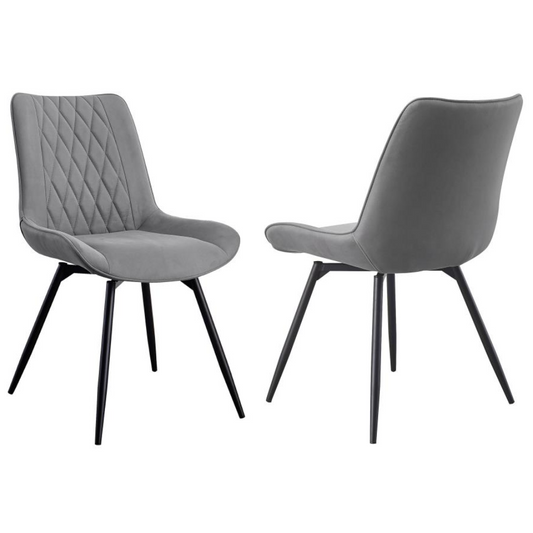 DIGGS Upholstered Swivel Dining Side Chair Grey (Set of 2)