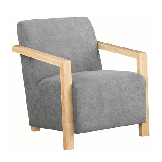 DIEGO Accent Arm Chair with Wood Arms Grey