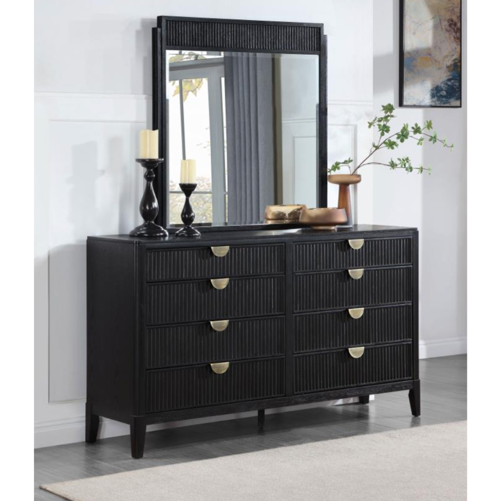 BROOKMEAD 8-drawer Dresser with Mirror Black