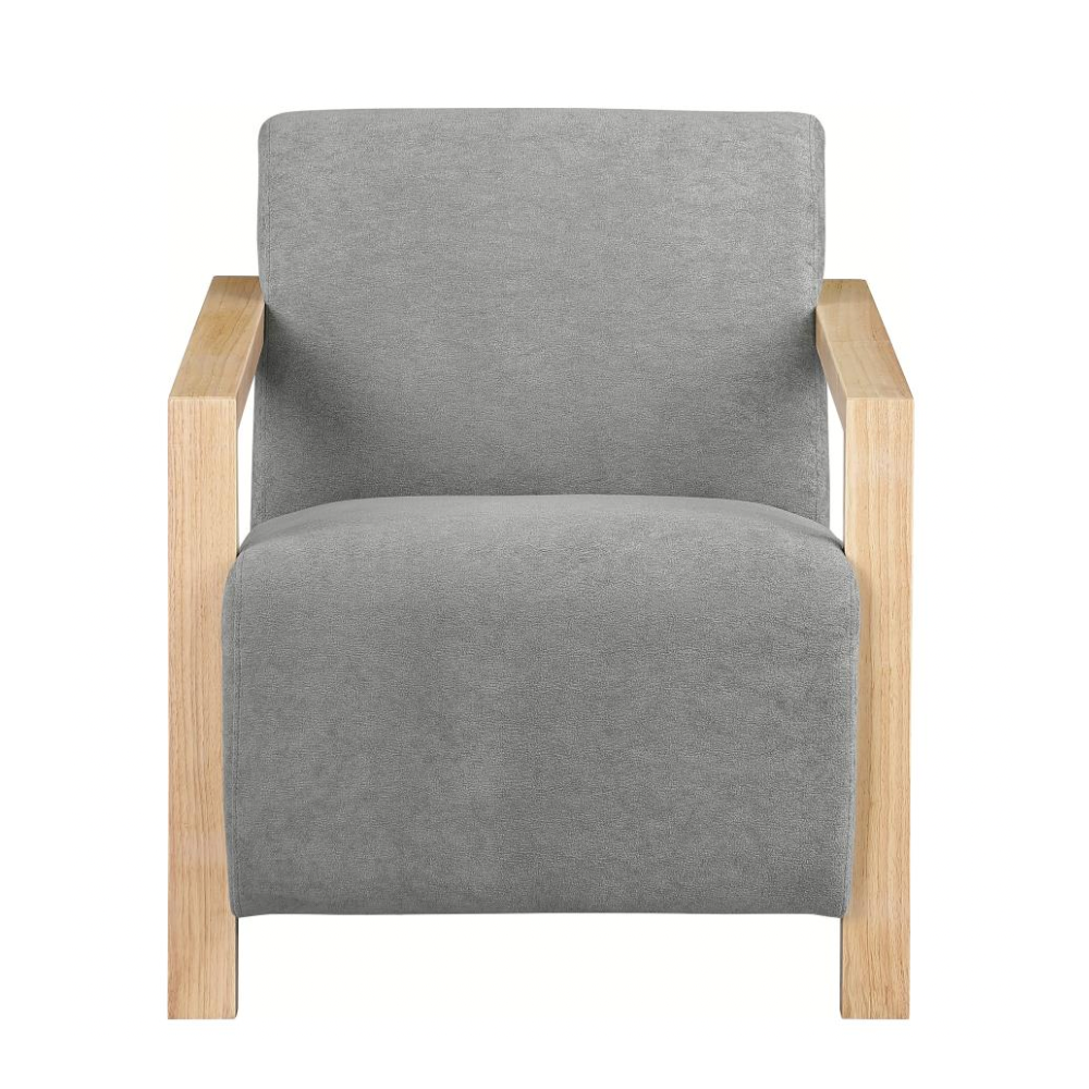 DIEGO Accent Arm Chair with Wood Arms Grey