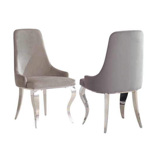 ANTOINE Velvet Upholstered Dining Side Chair Grey (Set of 2)