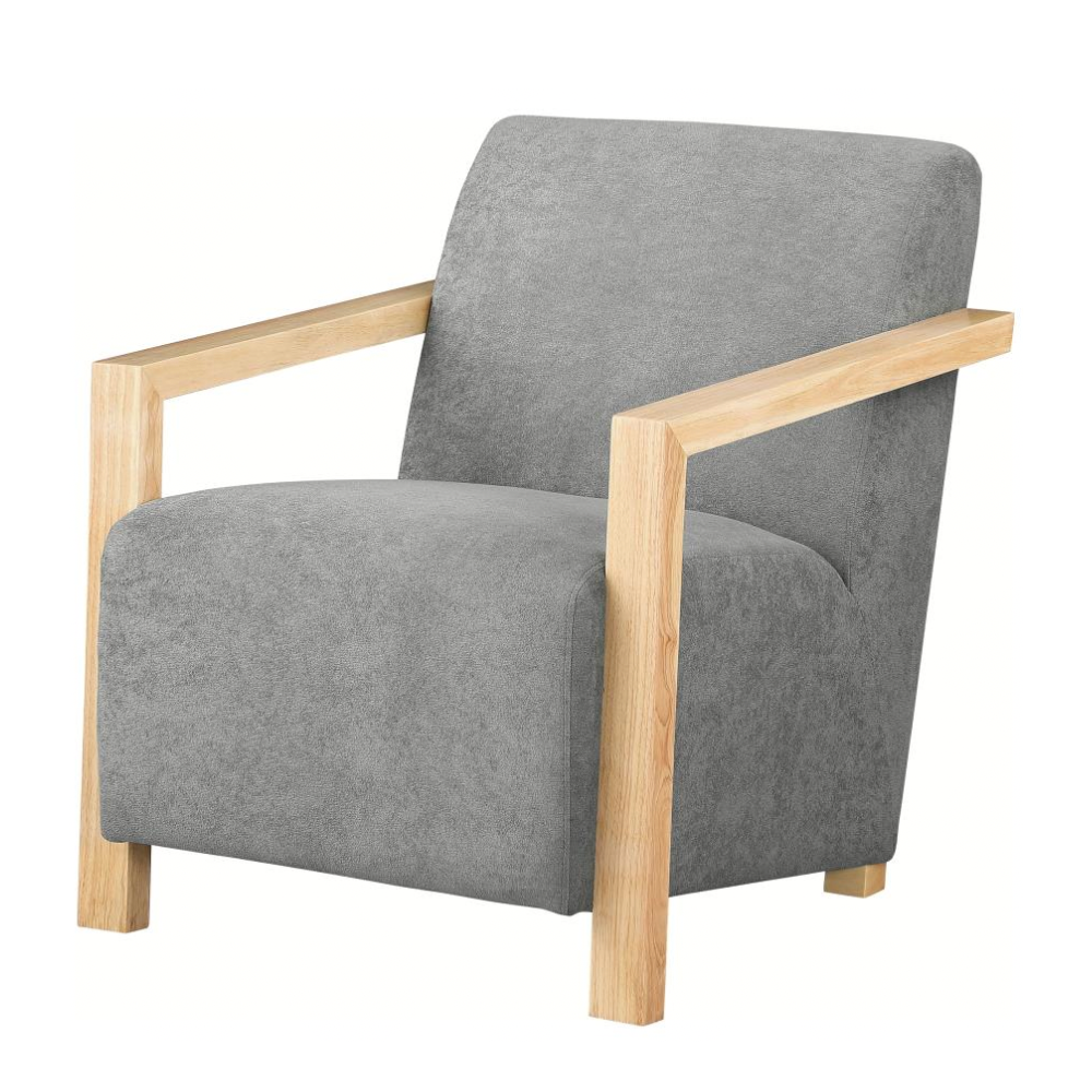 DIEGO Accent Arm Chair with Wood Arms Grey