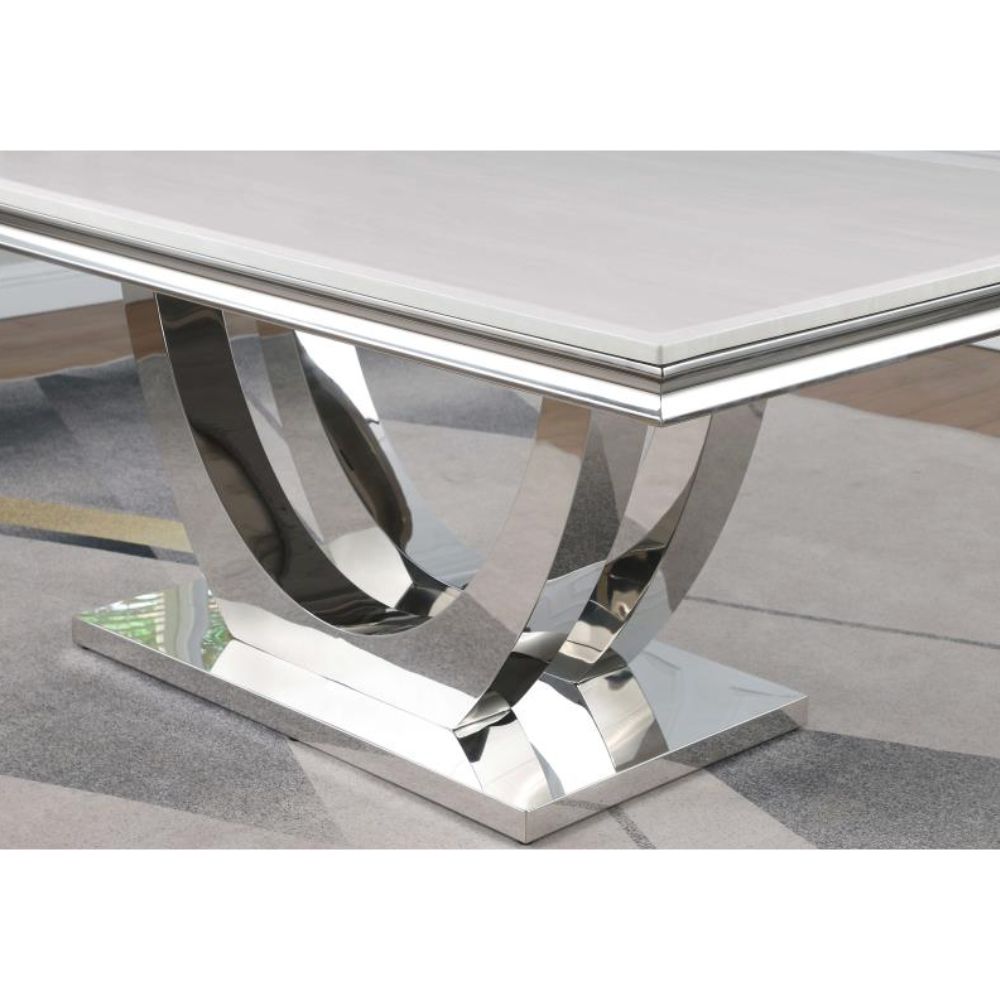 KERWIN Rectangular 71-inch Stone Top Dining Table White