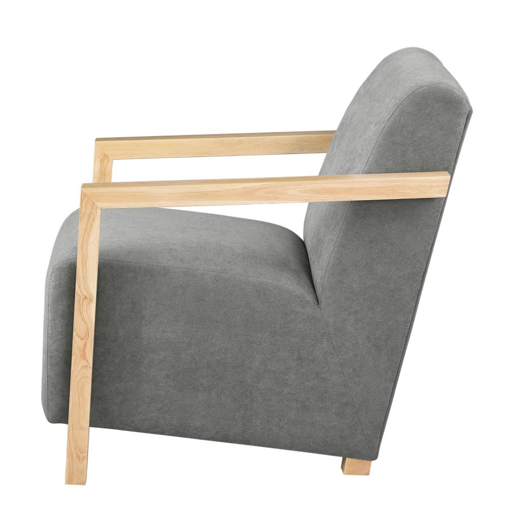 DIEGO Accent Arm Chair with Wood Arms Grey