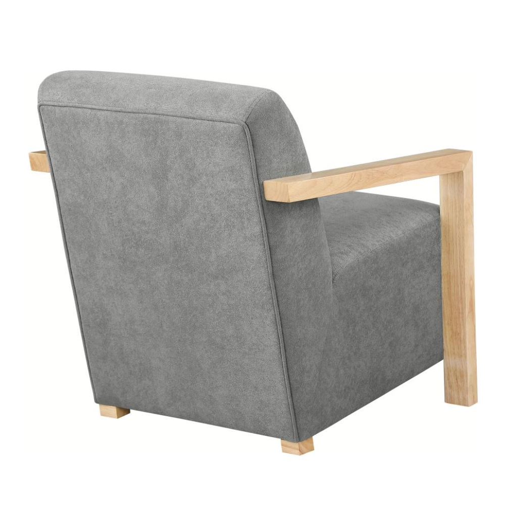 DIEGO Accent Arm Chair with Wood Arms Grey