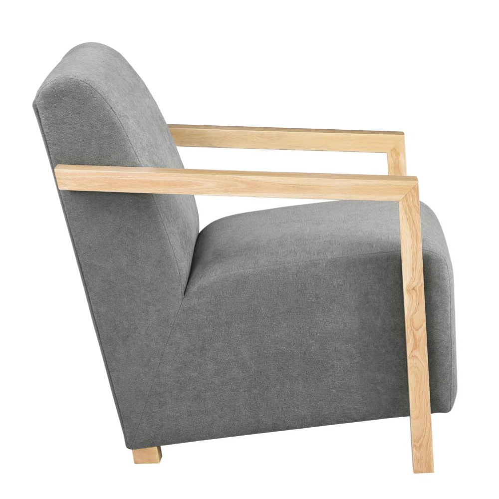 DIEGO Accent Arm Chair with Wood Arms Grey