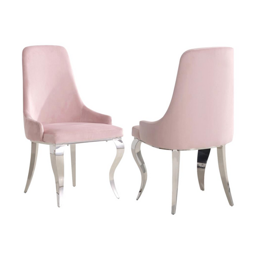 ANTOINE Velvet Upholstered Dining Side Chair Pink (Set of 2)