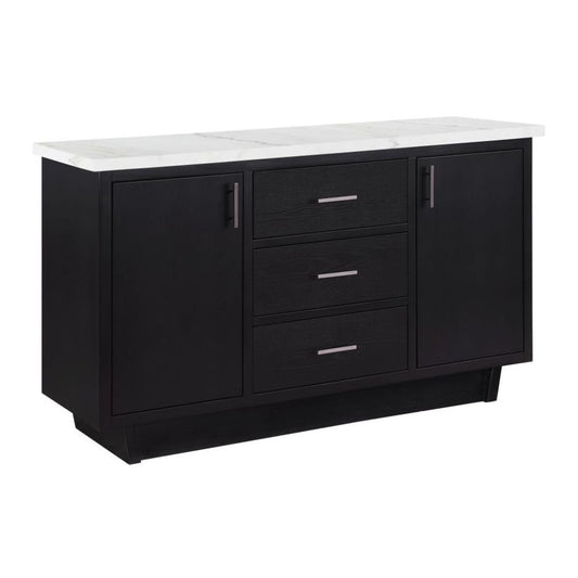 SHERRY 3-drawer Marble Top Sideboard Buffet Rustic Espresso