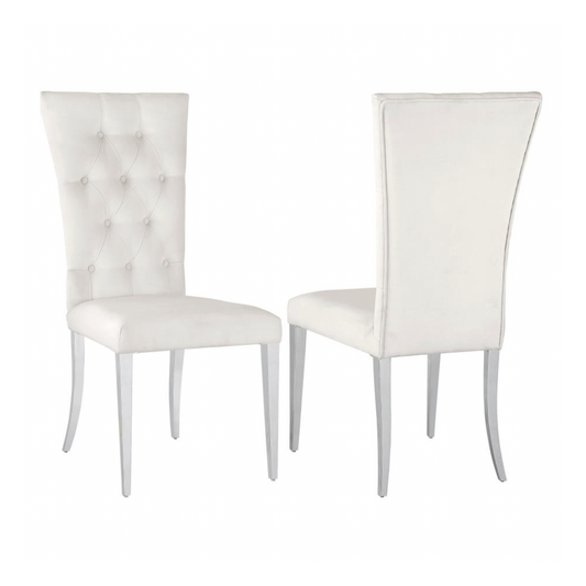 KERVIN Velvet Upholstered Dining Side Chair White (Set of 2)