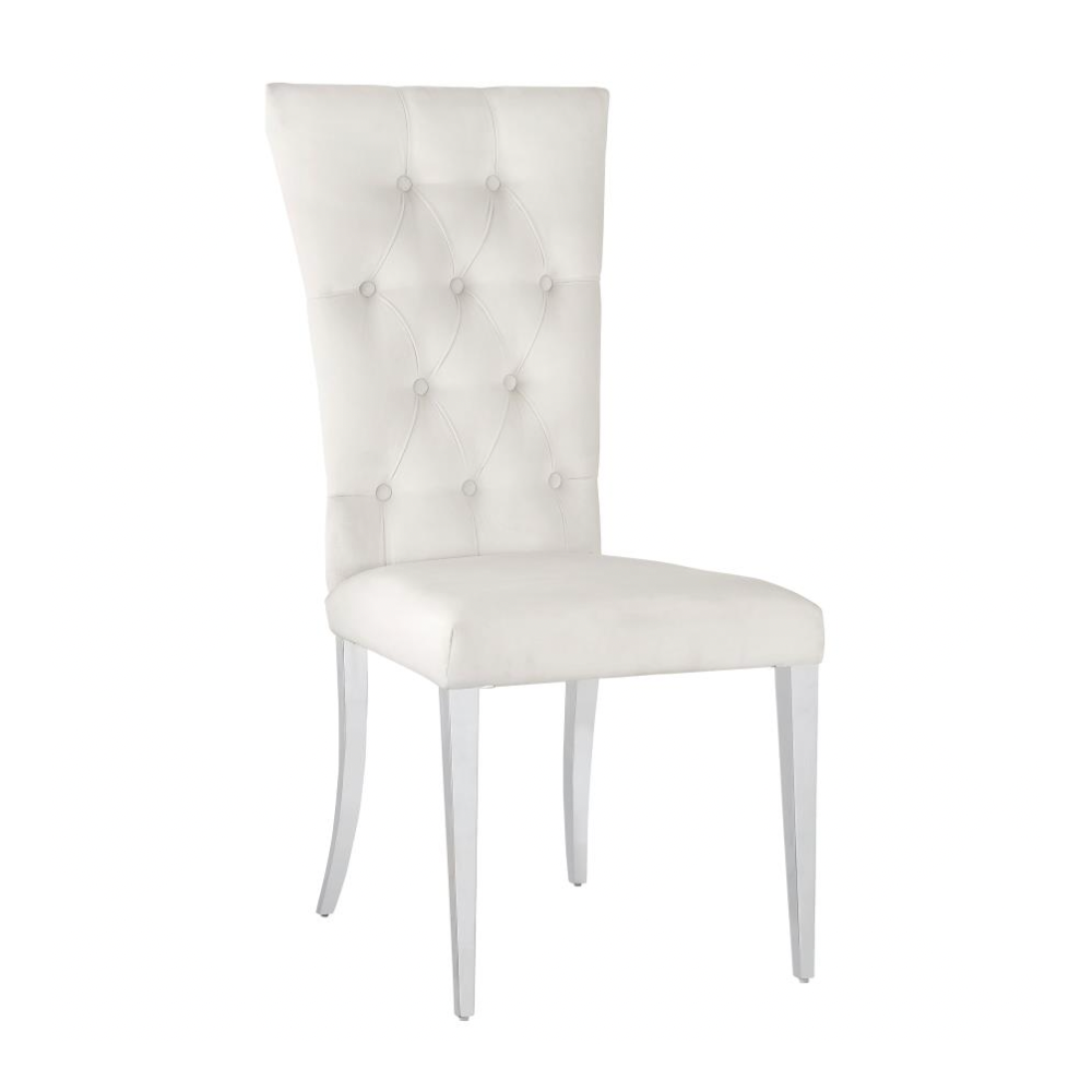 KERVIN Velvet Upholstered Dining Side Chair White (Set of 2)