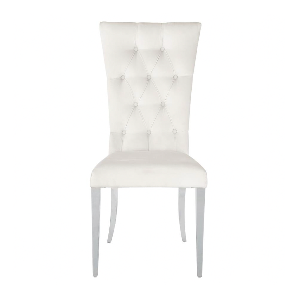 KERVIN Velvet Upholstered Dining Side Chair White (Set of 2)