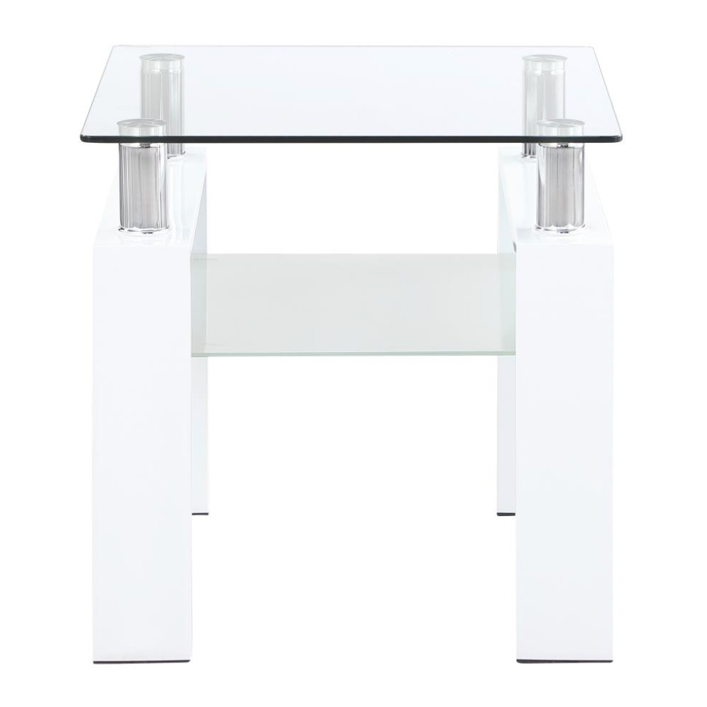 Dyer Glass Top Side End Table White