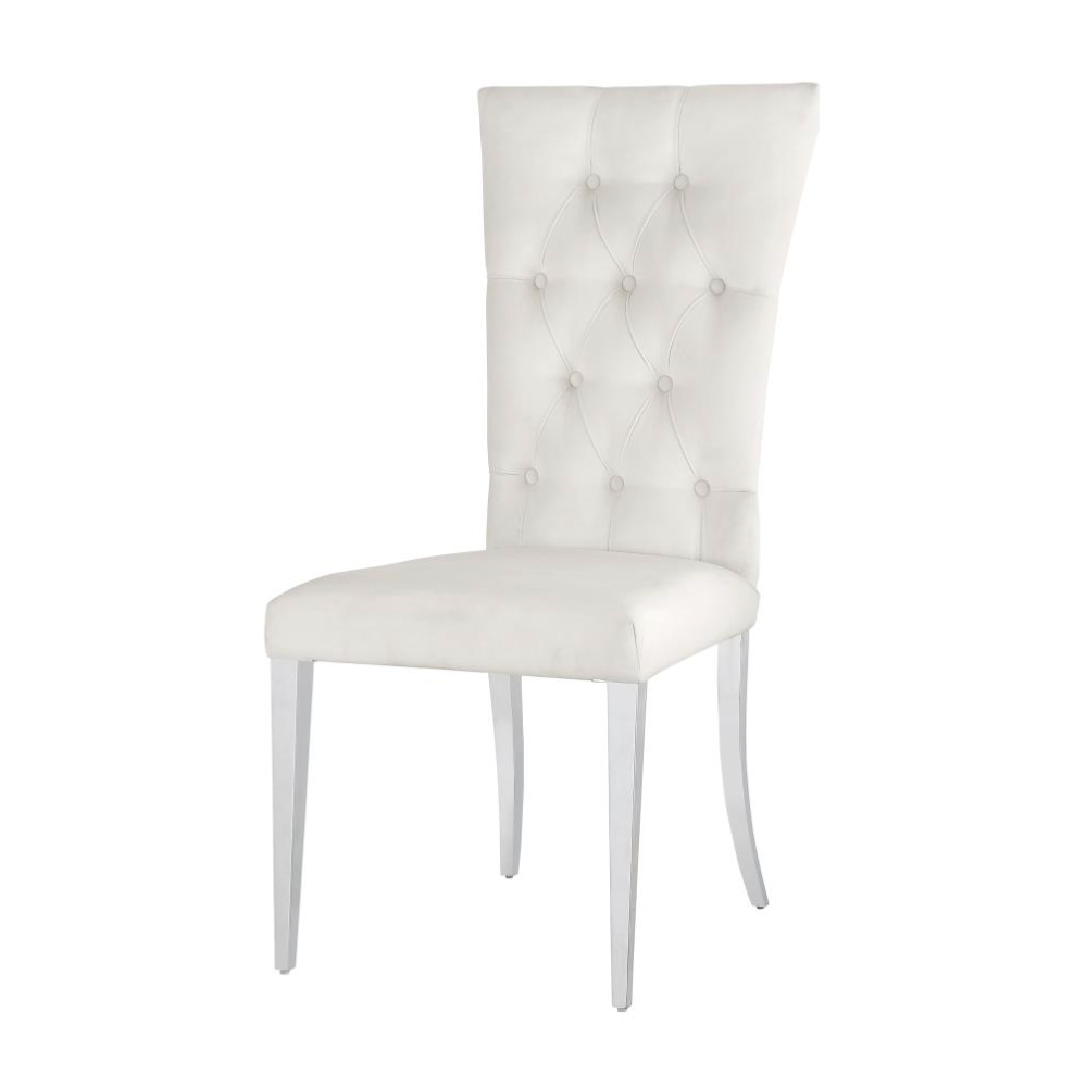 KERVIN Velvet Upholstered Dining Side Chair White (Set of 2)