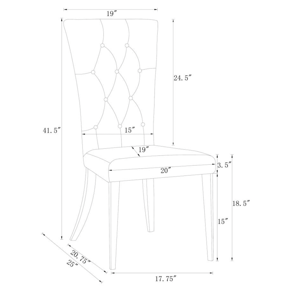 KERVIN Velvet Upholstered Dining Side Chair White (Set of 2)