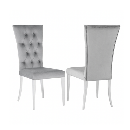 KERVIN Velvet Upholstered Dining Side Chair Grey (Set of 2)