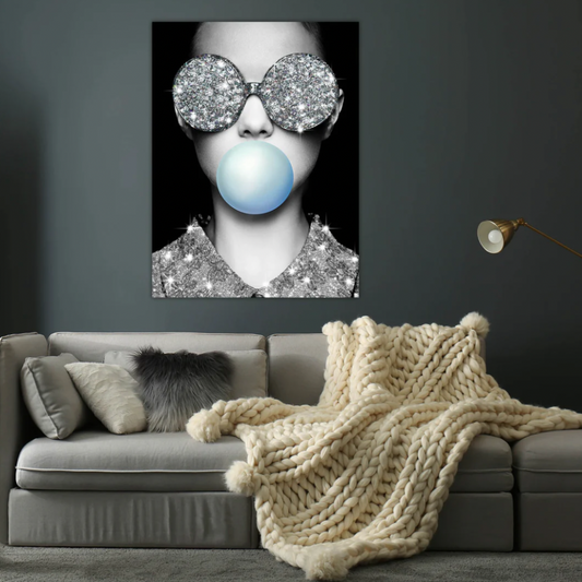 LALEND Women w/ Bubble Gum Glass Wall Art