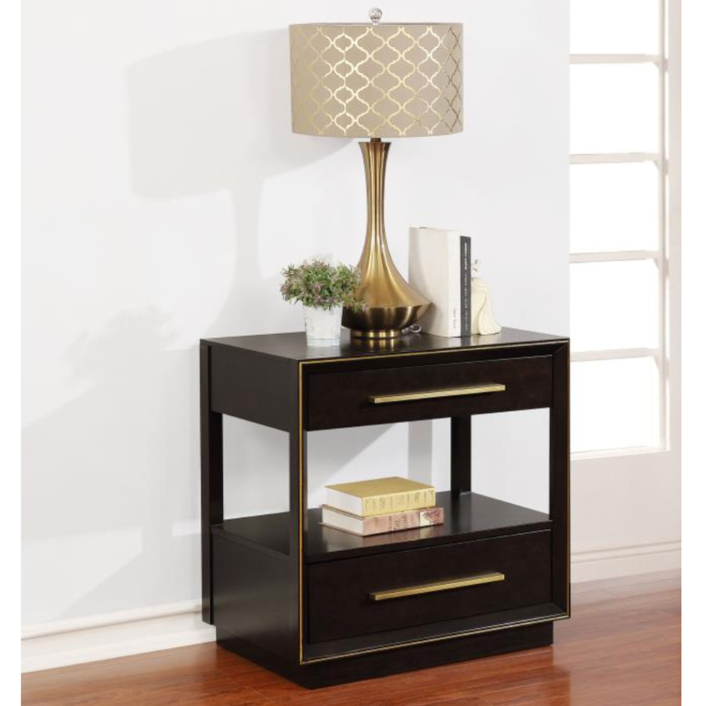 DURANGO  2-drawer Nightstand Smoked Peppercorn