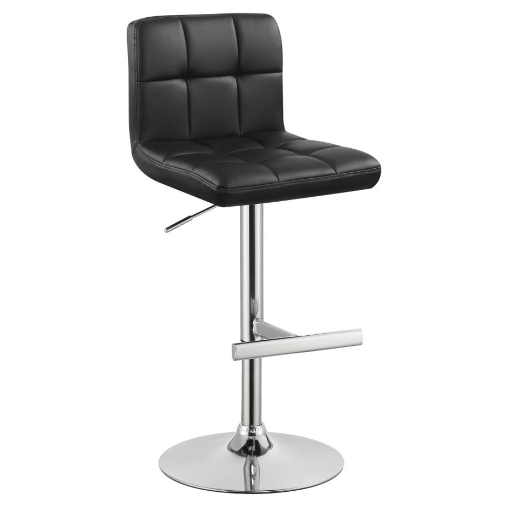 LENNY Upholstered Adjustable Bar Stool Black (Set of 2)