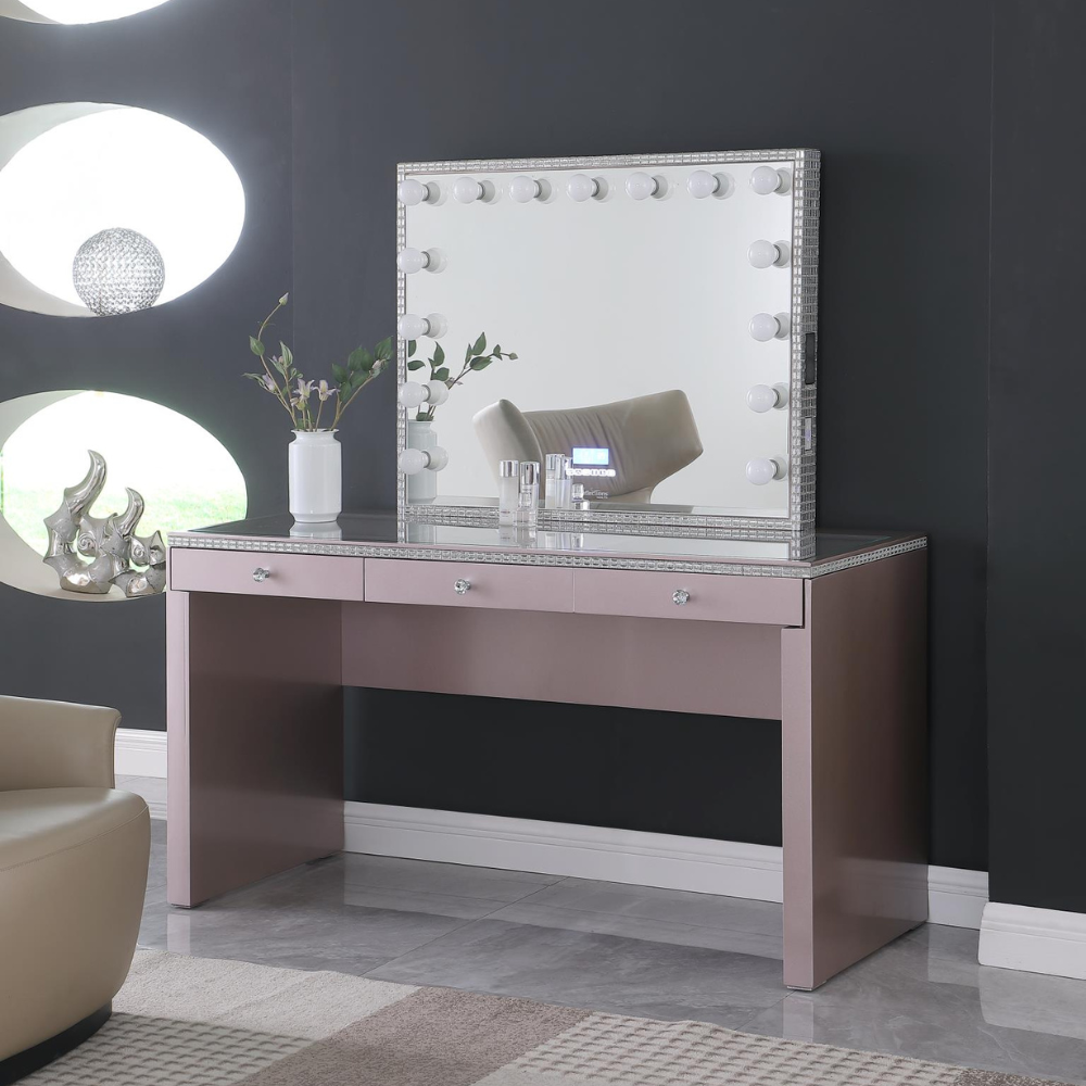 BRIELLE Vanity Desk with 3 Drawers Rose Gold