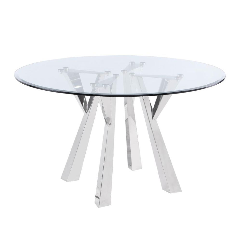 ALAIA Round 51-inch Clear Glass Top Dining Table