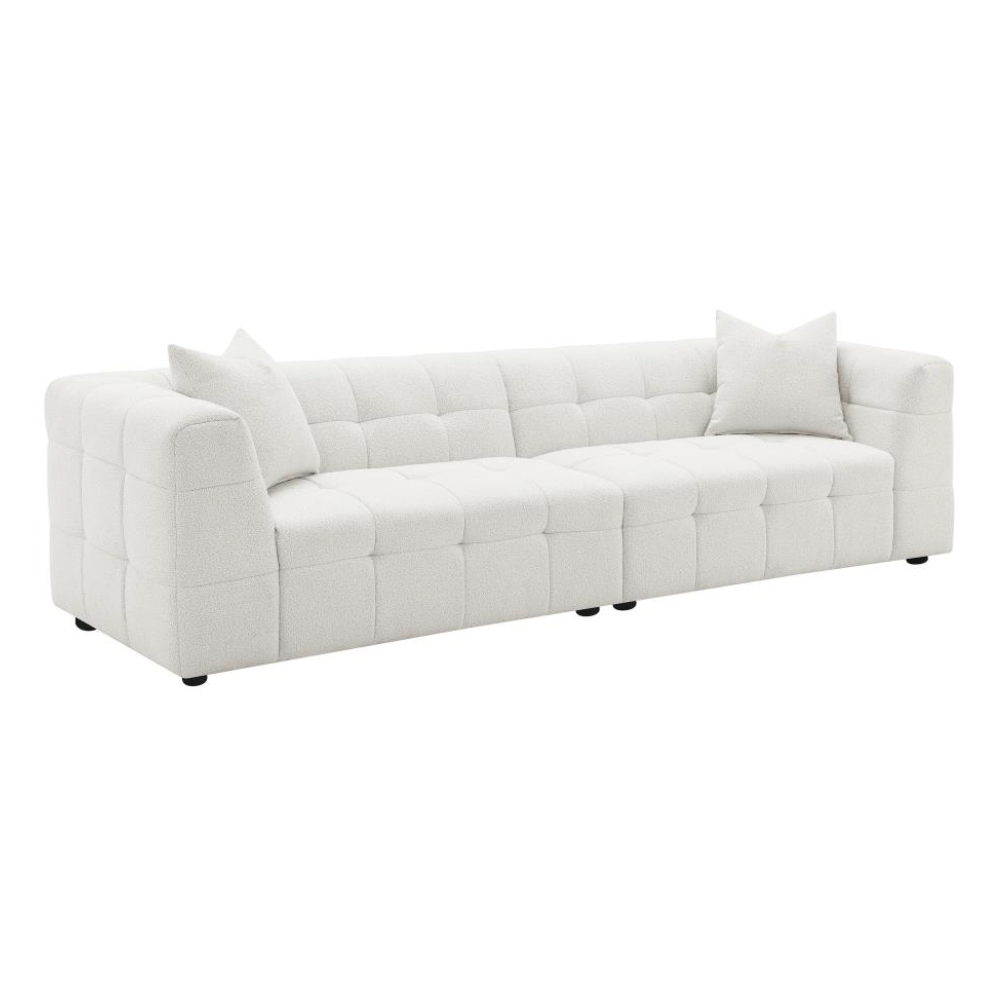 EVERLY Boucle Upholstered Extra Long Sofa Off White