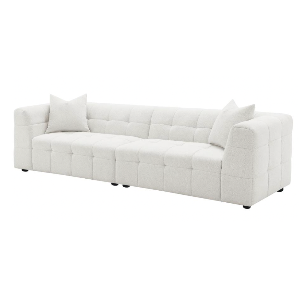 EVERLY Boucle Upholstered Extra Long Sofa Off White