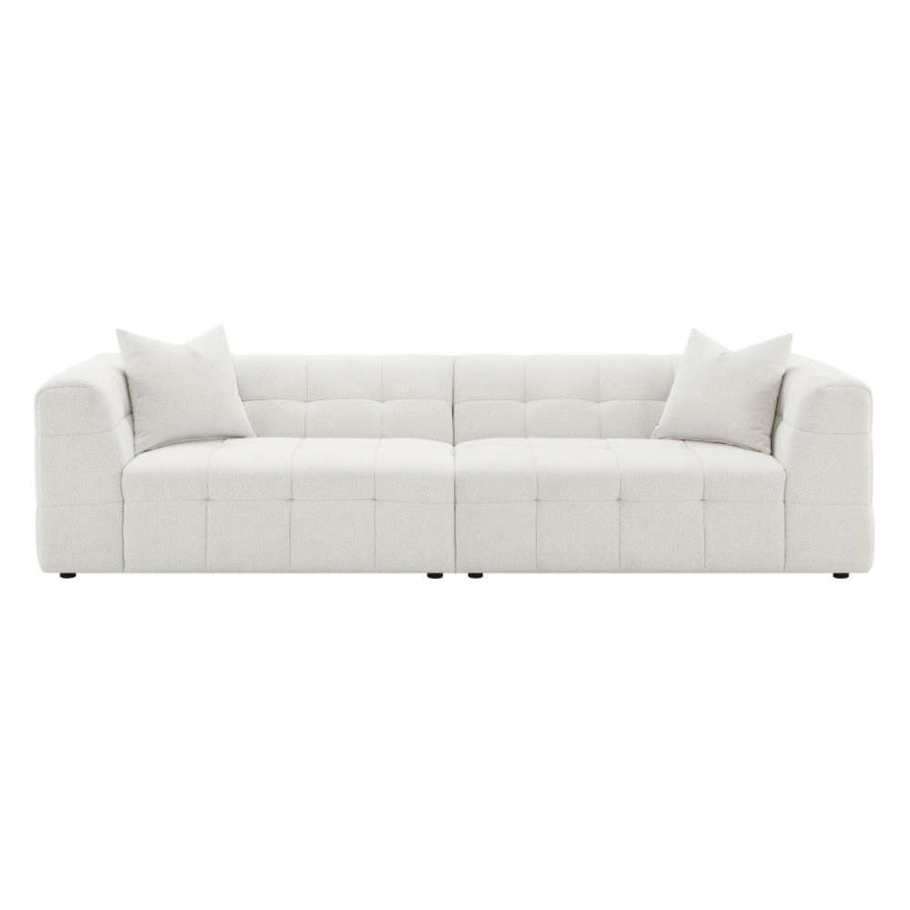 EVERLY Boucle Upholstered Extra Long Sofa Off White