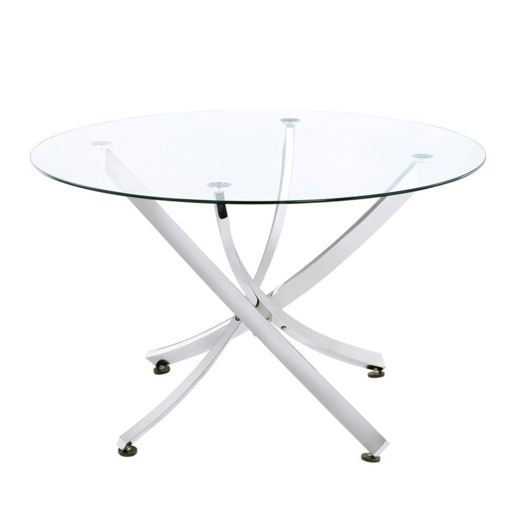 BECKHAM Round 46-inch Glass Top Dining Table Chrome