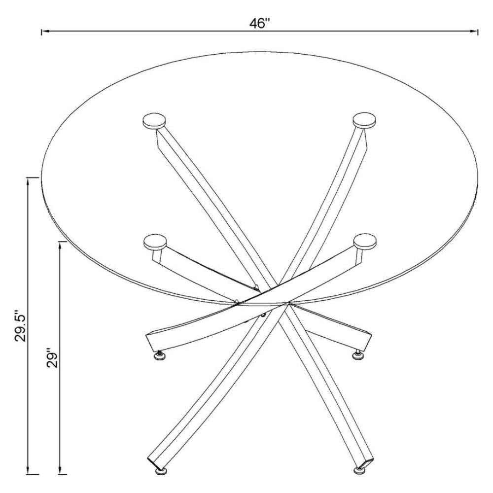 BECKHAM Round 46-inch Glass Top Dining Table Chrome