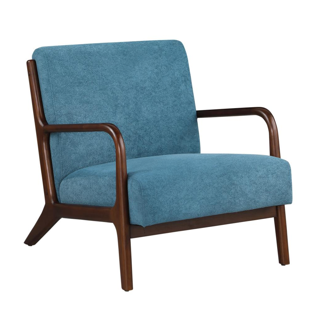 FOSTER Wood Frame Accent Chair Blue