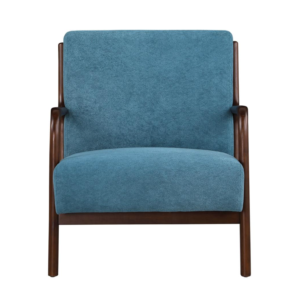 FOSTER Wood Frame Accent Chair Blue