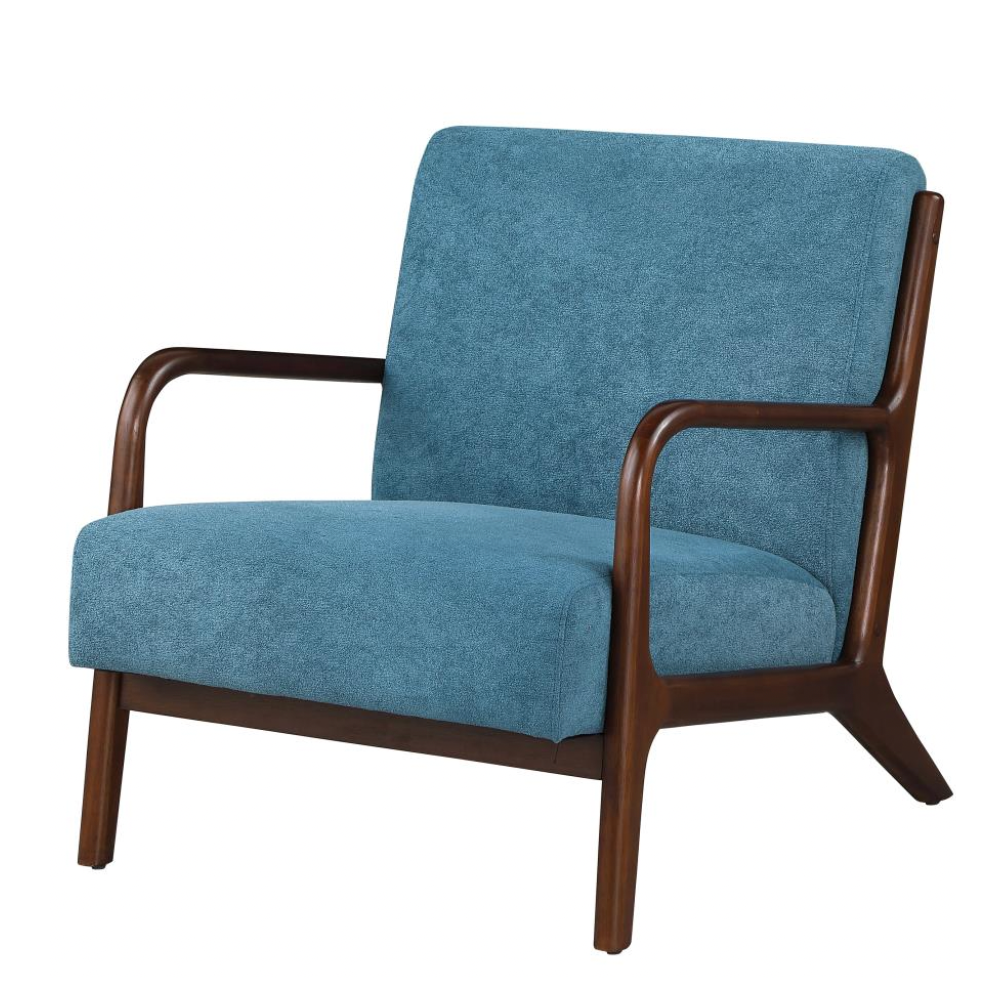 FOSTER Wood Frame Accent Chair Blue