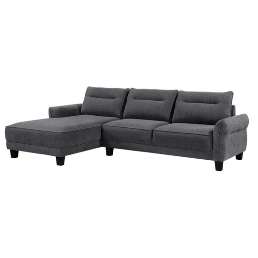 CASPIAN Upholstered Curved Arm Chaise Sectional Sofa Grey